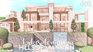 Lakeside Modern Hillside Mansion  Bloxburg Build [upl. by Hardi]