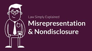 Misrepresentation and Nondisclosure  Contracts  Defenses amp Excuses [upl. by Annayk]