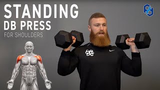 How to Standing DB Shoulder Press for Physique Development [upl. by Boy]