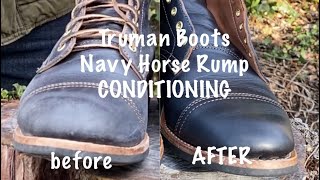 Conditioning Truman Boots in Navy Horse Rump with Bick 4 [upl. by Lukas681]