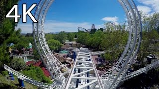 The New Revolution front seat onride 4K POV Six Flags Magic Mountain [upl. by Sillyrama]