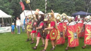 Roman Reenactment at the Amphitheatre in Caerleon Marching In [upl. by Ilrahc780]