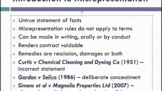 Misrepresentation Lecture 1 of 4 [upl. by Weihs]