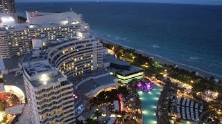 Fontainebleau Hotel Miami Beach Review and Tour quotTRESOR BAY VIEW ONE BEDROOM SUITEquot [upl. by Akenehs432]