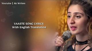 Vaaste  Lyrics  English Translation  Dhvani Bhanushali  Nikhil D’souza  Tere Liye Mera Safar [upl. by Lacim]