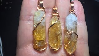 Howto Wire Wrap Citrine Crystals without holes [upl. by Nohcim]