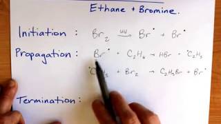 Free Radical Substitution Ethane and bromine [upl. by Yrrat]