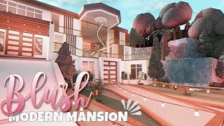 ROBLOX BLOXBURG Blush Modern Hillside Mansion  tour  house build ♡ [upl. by Denison16]